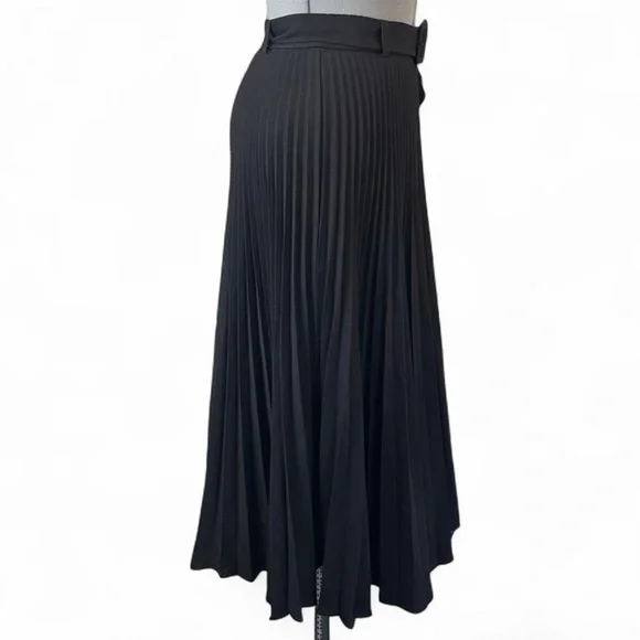 Zara black pleated midi skirt with belt size M goth grunge dark academia witchy - Picture 3 of 8